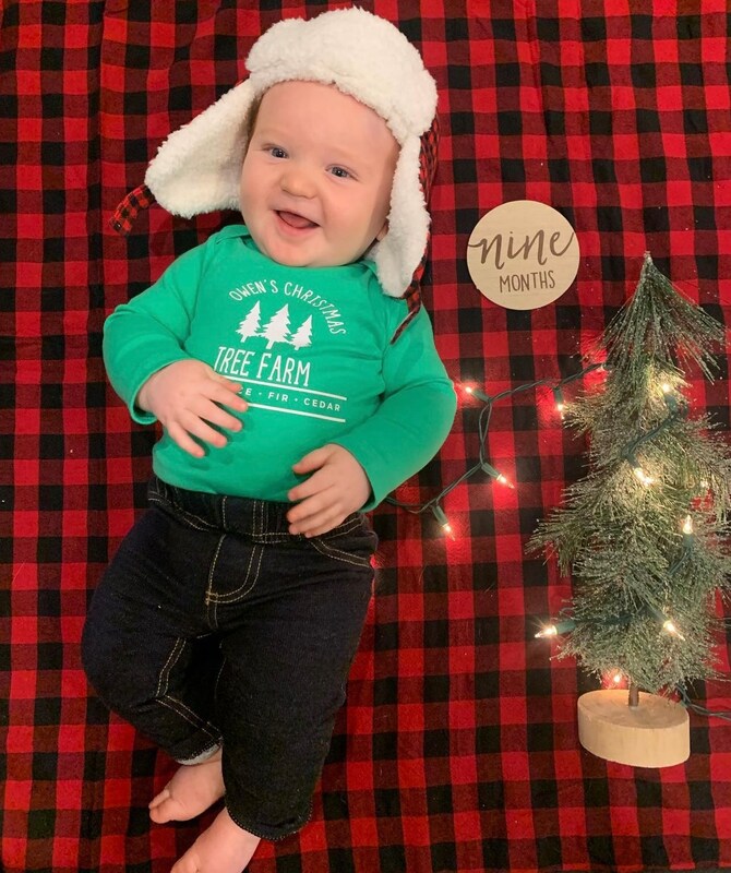 Personalized Baby Onesie, Long Sleeve Christmas Tree Farm, Baby Christmas Outfit,